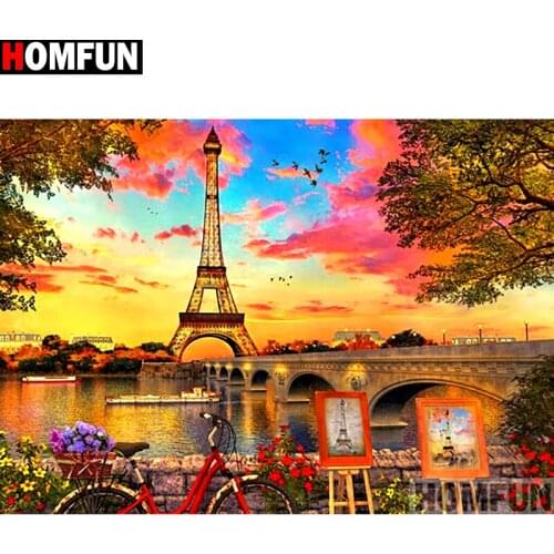 HOMFUN Full Square/Round Drill 5D DIY Diamond Painting "Tower flower" 3D Embroidery Cross Stitch 5D Home Decor A13502