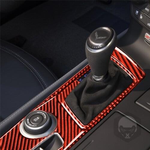 Gear Shift Panel Decoration Cover Trim Sticker for Chevrolet Corvette C7 2014-2019 Carbon Fiber Interior Car Accessories LHD