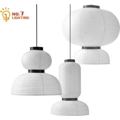 Danish Design Oak Rice Paper White Pendant Light LED E27 Modern Hanging Lamp for Living Room Decor Restaurant Bedroom Lanterns