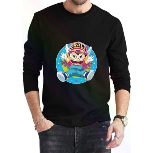 Dr Slump e Arale Logo Classic Black T-Shirt 2021 Newest Summer Mens Long Sleeve Popular Tees Shirt Tops Novel Unisex