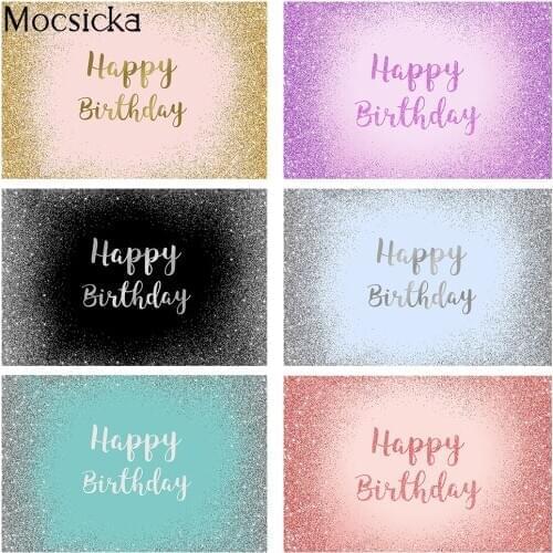 Happy Birthday Backdrop for Party Decorations Glitter Bokeh Dots Children Adult Birthday Cake Smash Photo Background Shiny Props
