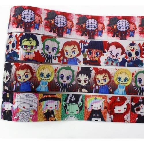 I-19906-2065,1-1/2‘’ 38mm,10 yards Halloween doll Thermal transfer Printed grosgrain Ribbons,bow cap accessories and decorations