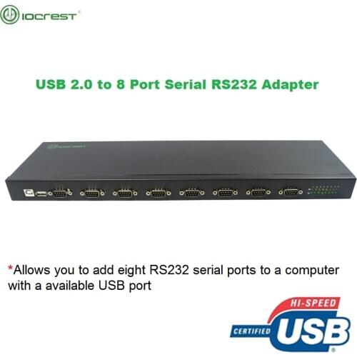 IOCREST USB 2.0 to 8 Ports RS232 DB9 9pin Converter Serial Multiplier Adapter Controller Hub FTDI Chipset