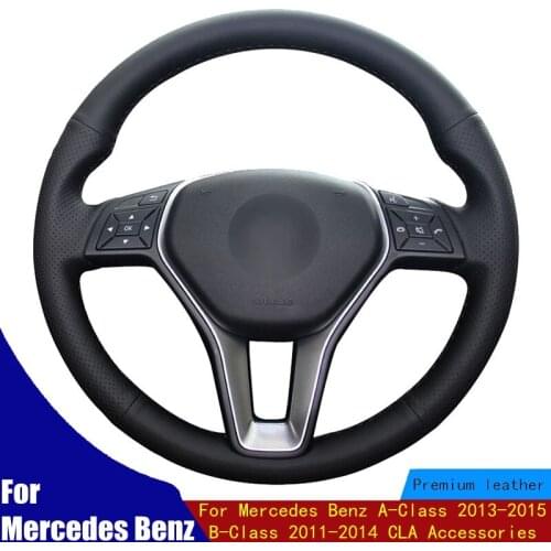 Car Steering Wheel Cover Hand-stitched PU Artificial Leather For Mercedes Benz A-Class 2013-2015 B-Class 2011-2014 CLA Accessori