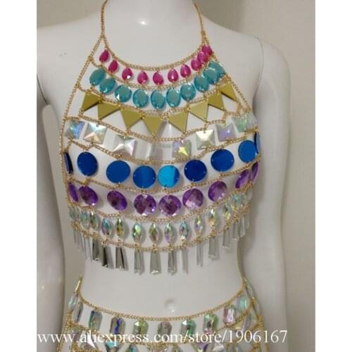 Colorful Music Festival Sexy Lady Bikini Suit Nightclub Party Dress Bar Stage Performance DS Dancewear Clothes
