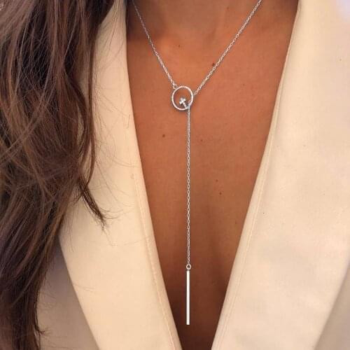 Hot New Fashion Trendy Jewelry Rhinestone Round Cross Pendant Charm Y Lariat Necklace Gift For Women Girl X08