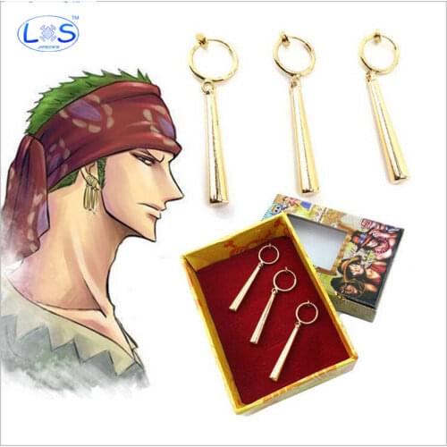LONSUN)3pcs/set Action Figure random One Piece Roronoa Zoro Cpsplay Earring PVC gift Decoration Collectible Model Anime Toy