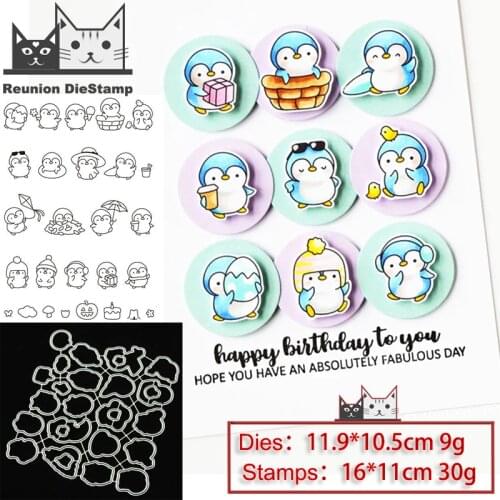 Reunion Penguin Metal Cutting Dies and Stamps Stencil for DIY Scrapbooking Photo Album Embossing Decorative Craft Die 2020 New