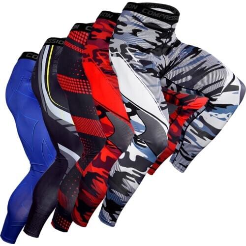 Mens Tight Pants Men Sports Compression Leggings High Elastic Pants Basketball Running Training Quick Drying Fitness Gym Pants