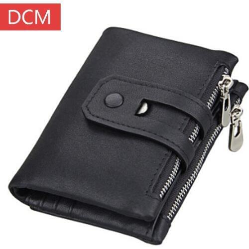 100% Genuine Leather Men Wallet Rfid Carteira Small Zipper Men Walet Portomonee Male Short Coin Purse Brand Purse