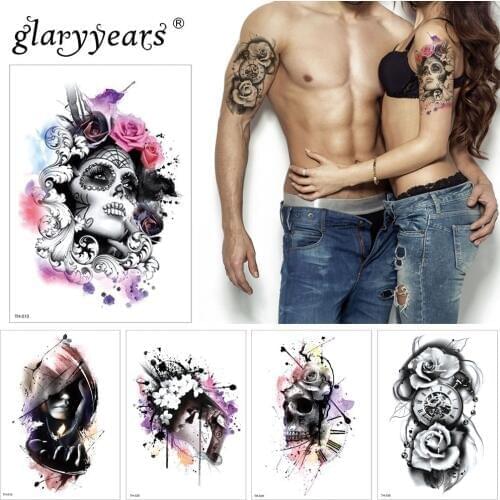 Glaryyears 1 Sheet Temporary Tattoo Sticker Colorful Fake Tatoo Flash Sexy Tatto Waterproof Small Body Art Men Women TH Link 13