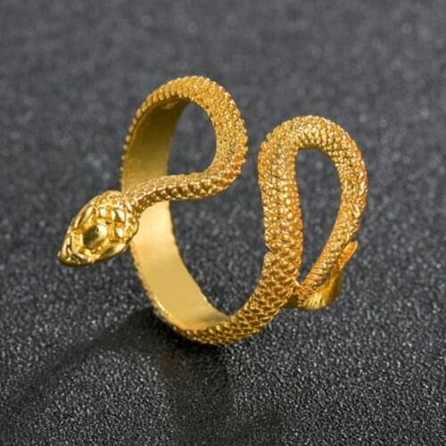 2021 New Hip Hop Punk Gold Snake Ring Metal Vintage Finger Rings for Cool Women Girls Halloween Jewelry Gifts