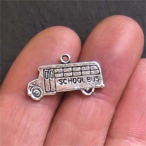 BULK 30 Antique Silver Plated School Bus Charms for DIY Bracelet Makig Bus Driver Pendant Jewelry Fidings