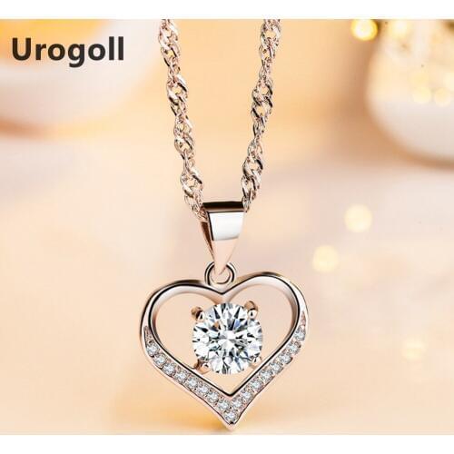 New 925 Sterling Silver Necklaces For Women Heart Pendant Necklaces Mothers Love Water-wave Chain Necklace Women Jewelry Gift