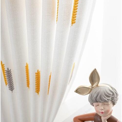 Yellow Wheat Sheer Curtains for Living Room Bedroom Embroidered Tulle Windows Drape Decor Window Treatments Blinds Customize