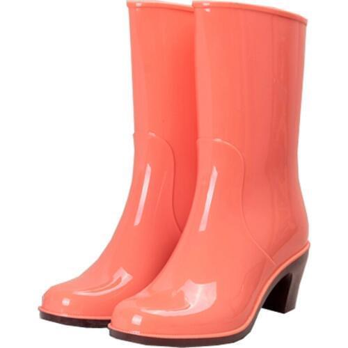 Rain Boots Female Rain Boots High Heel Tube Water Shoes Non-slip Shoes Waterproof Rubber Shoes Fashion