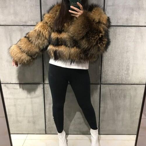 Raccoon fur jacket women real fur coat natural raccoon fur coat