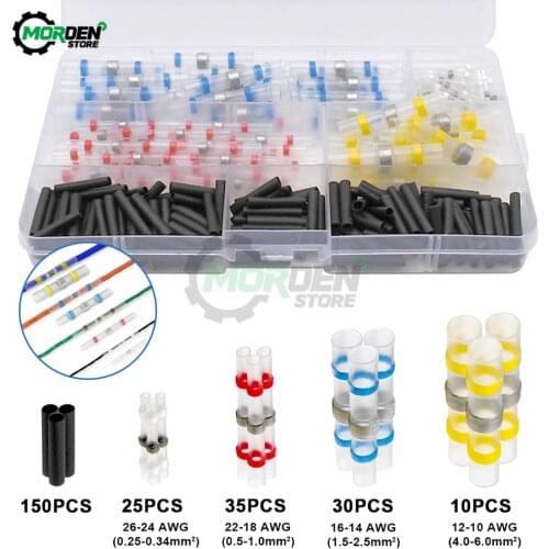 250 Pcs Solder Seal Wire Connectors - Heat Shrink Solder Butt Connectors - Solder Connector Kit - Automotive Marine Insulated
