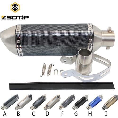 ZSDTRP Universal Motorcycle Exhaust AK Escape Moto Muffler Pipe With Removable DB Killer GY6 CBR125 CB400 CB600 YZF