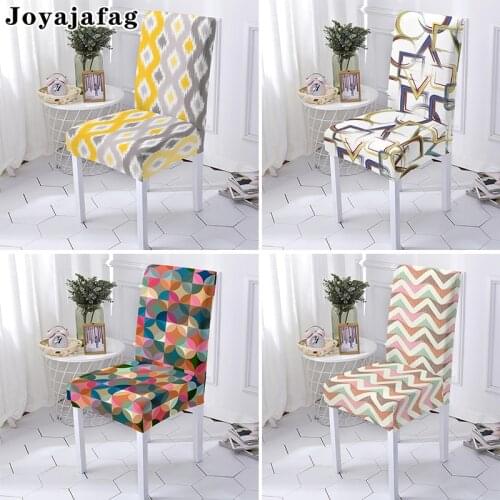 Geometric Style Universal Size Elastic Chair Cover For Dining Room Kitchen Modern Washable Stretch Seat Covers Dust-proof