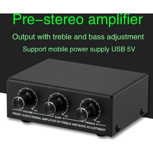B057 Pre-stereo Signal Amplifier Headphone Speaker Amplifier Enhancer with High Bass Adjustment USB 5V Power Supply