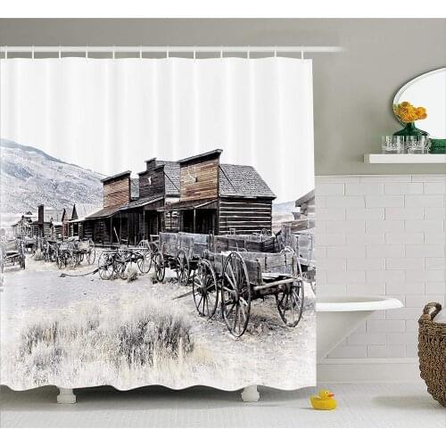 Vintage Shower Curtain Quote with Radiant Tone Futuristic Spaceship Rocket Moon Cosmos Humor Artwork Bath Curtains For Bathroom