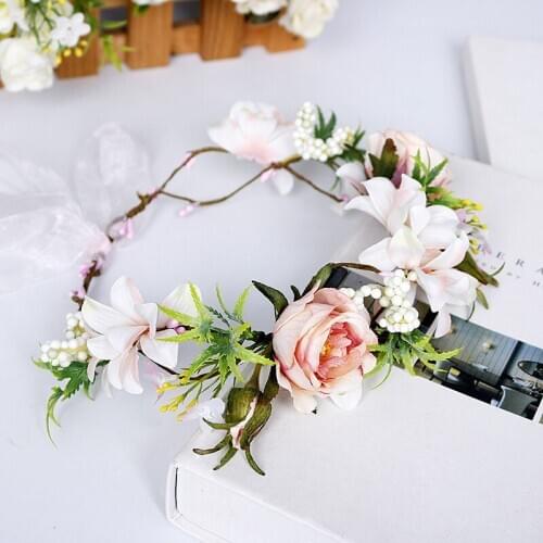 Green Flowers Garland Wedding Travel Anniversary Headdress Bride Wedding Hair Accessories