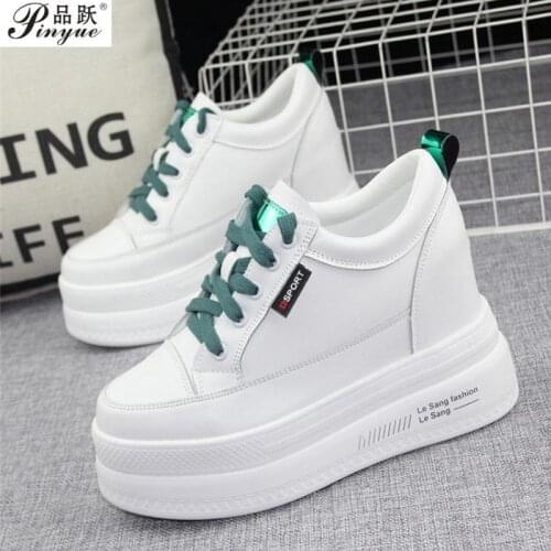 Women Sneakers Casual Platform Trainers White Shoes 10CM Heels Autumn Wedges Breathable Woman Height Increasing Shoes