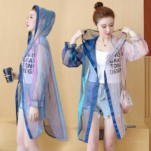 2020 New Golf Sun protection jacket Color Bright Silk Thin Coat Korean Summer Long Loose Sunscreen Cardigan Women Mid-length top
