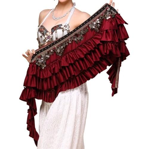 Belly Dance Costume Vintage Type Sequins Woman Red Dancing Hip Scarf Girls Stage Performance Black Dance Belt