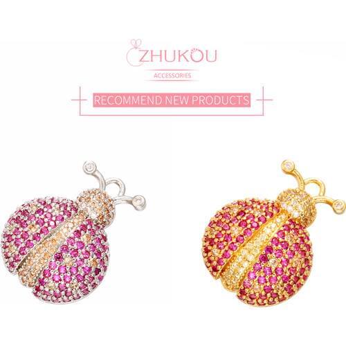 ZHUKOU one piece 18x23mm Fashion Crystal Insect Pendant for Bracelet Necklace Jewelry Accessories Making model:VD424