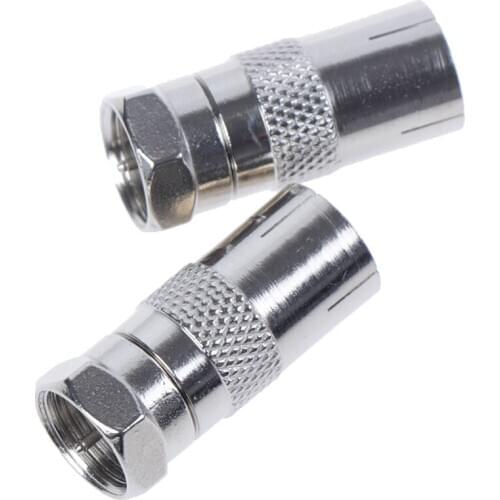 2Pcs F Type Male Plug Connector Socket to RF Coax For TV Aerial Female RF Adapters 2.6x1.1cm
