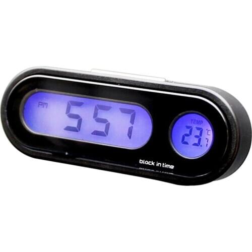 2-in-1 Auto Car Electronic Clock Luminous Thermometer LED Digital Display Mini Portable Dashboard Clock Car Accessories