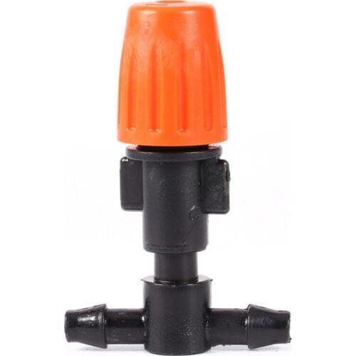 50pcs/pack Adjustable Spray Nozzle With 1/4" Barbed Tee Horticultural Irrigation Microspray Equipment Automatic Watering M996