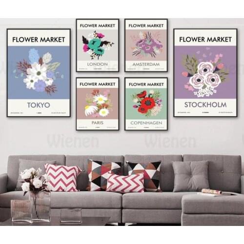 Abstract Canvas Painting Flower Market Art Collection Wall Pictures City Position Nordic Poster Print Home Decor For Living Room