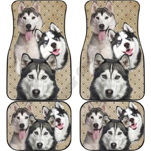 Husky Car Floor Mats Funny For Husky Dog Lover 3D Printed Pattern Mats Fit for Most Car Anti Slip Cheap Colorful