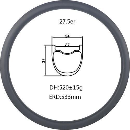 27.5er MTB DH tubeless hookless carbon rim 27.5er all mountain down hill mountain bike rim