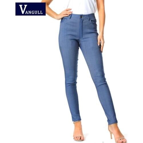 Vangull Solid Stretch Skinny Women Pencil Pants 2021 Autumn New Casual High Waist Soft Ladies Long Pants Zipper Slim Trousers