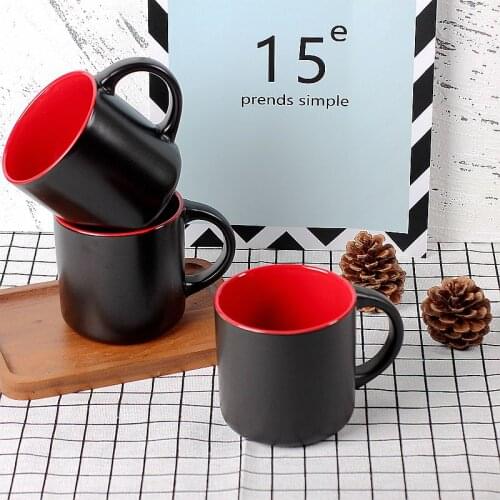 500Ml Simple Coffee Milk Ceramic Tea Cup With Handle Black Compact Student Home Office Breakfast Cup Gift