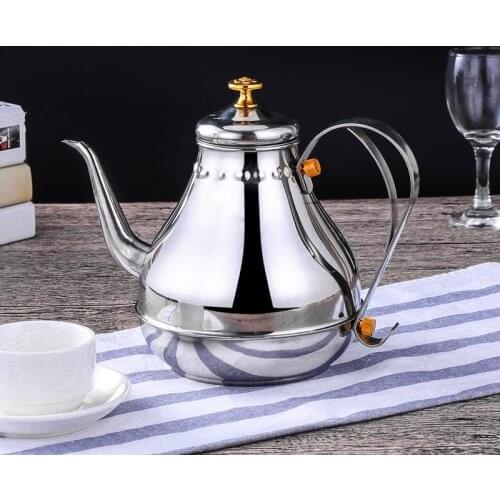 1.8L/1.2L Stainless Steel Teapot Golden Silver Pot With Filter Palace Tea Kettle Long Mouth Water Kettle