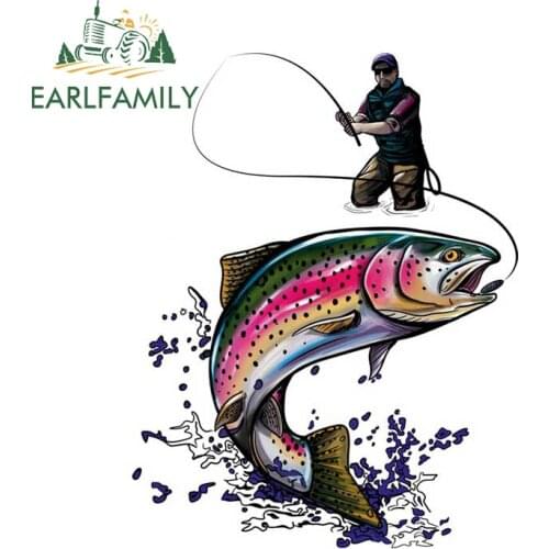 EARLFAMILY 13cm x 10.1cm for Trout Fish Car Sticker Waterproof Decal Funny Car Accessoires Sunscreen Caravan Refrigerators Decor