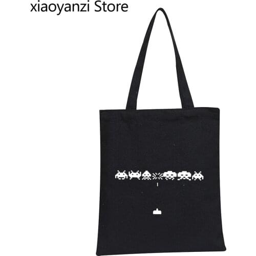 Space Invader Eco Friendly Bag Classic Shooting Retro Game Gift For Atari Arcade Player Reusable Shopping Bag Shoulder Bags