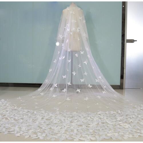 Best Selling Real Image Butterfly Bridal Veils White Ivory Sheer Tulle Two Layers Long Veil With Free Comb Wedding Veil