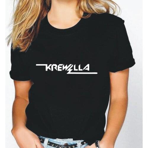 Funny Krewella Letters Print Tee Shirt Femme Summer Short Sleeve Harajuku T Shirt Women Tops Casual Cotton Hipster Women Tshirt