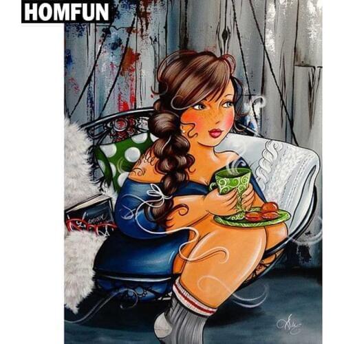 HOMFUN Full Square/Round Drill 5D DIY Diamond Painting "Fat woman" Embroidery Cross Stitch 3D Home Decor Gift A06305