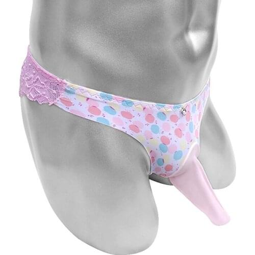 Lace Sissy Sexy Lingerie Panties Low Rise Fashion Lovely Men Bikini Underwear Briefs Gay Erotic Penis Sheath Pouch Underpants