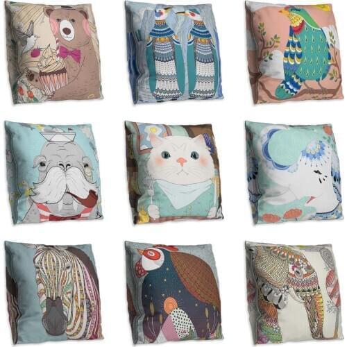 Cute cartoon double side Print Cushion Cover polyester Decorative For Sofa Seat Soft Throw Pillow Case Cover 45x45cm Home Decor