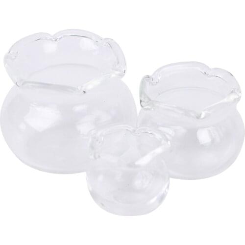 2pcs Dollhouse Miniature Food Play Mini Glass Fish Tank Doll House Accessories