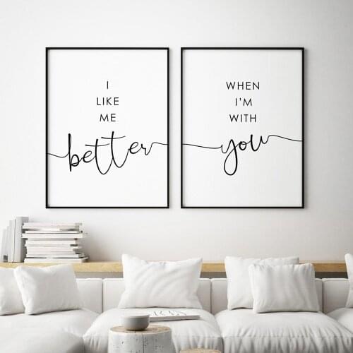 I Like Me Better When I'm With You Bedroom Wall Decorative Couples Minimalism Quote Prints Above Bed Picture Home Decor No Frame