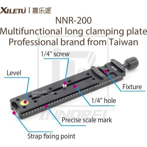 XILETU NNR-200 Multifunctional long clamping plate 200mm Nodal Slide Tripod Rail Quick Release Plate Photography Accessories
